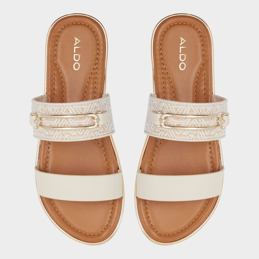 Aldo Lagoon Other Beige Synthetic Print Women's Footbed sandals - Slide sandal, Footbed sandal Other beige