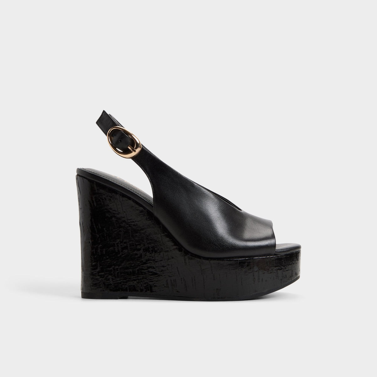 Aldo Tatianah in Black - Sling back heeled sandal, Wedge heel Black