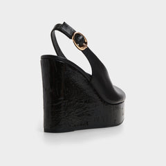 Aldo Tatianah in Black - Sling back heeled sandal, Wedge heel Black