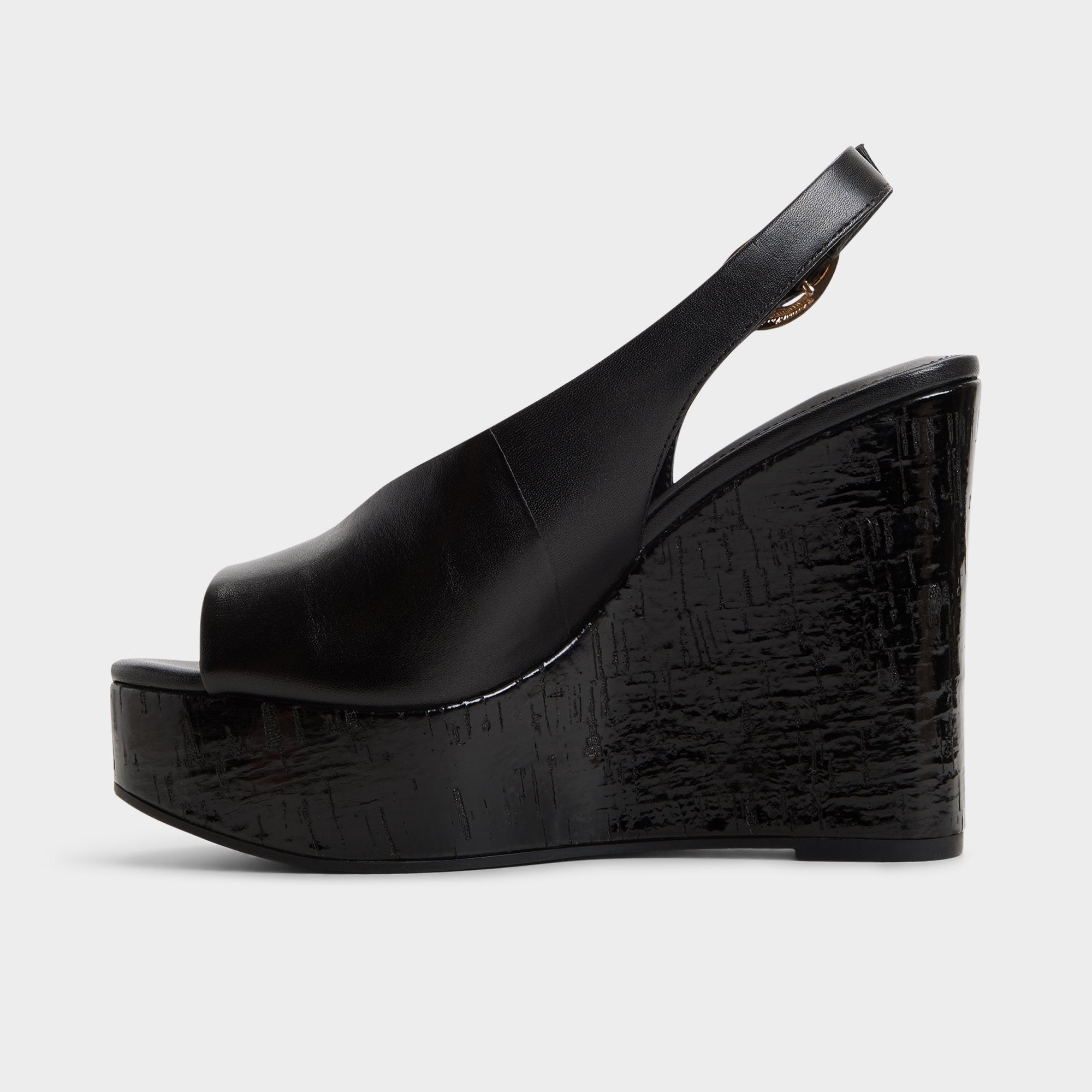 Aldo Tatianah in Black - Sling back heeled sandal, Wedge heel Black