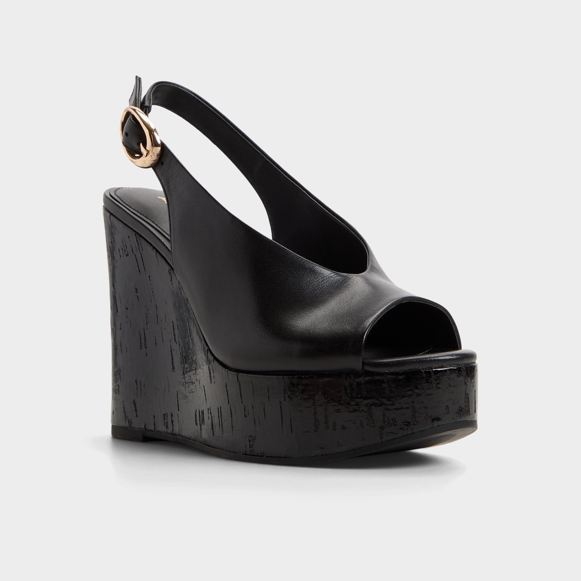 Aldo Tatianah in Black - Sling back heeled sandal, Wedge heel Black