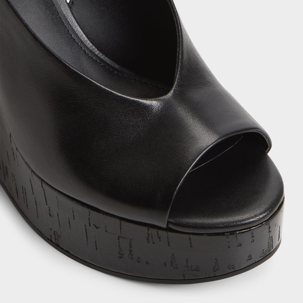 Aldo Tatianah in Black - Sling back heeled sandal, Wedge heel Black