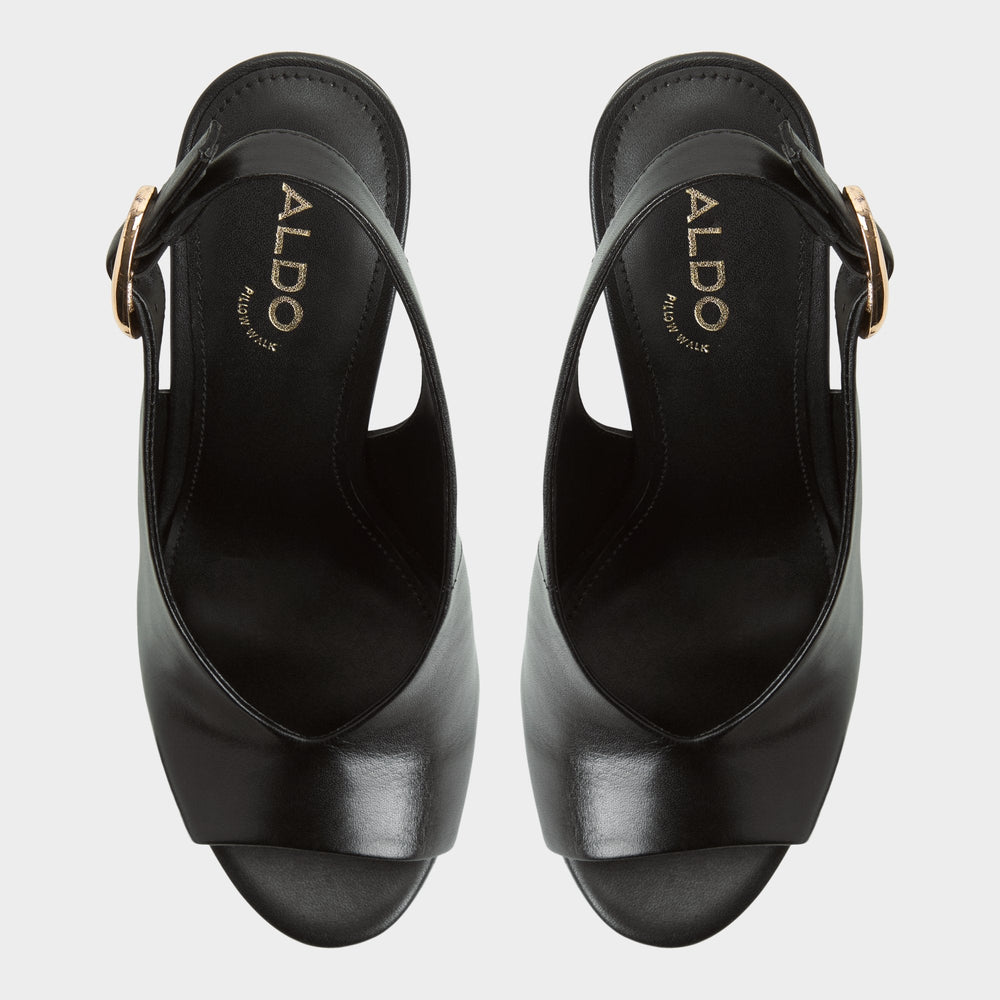 Aldo Tatianah in Black - Sling back heeled sandal, Wedge heel Black
