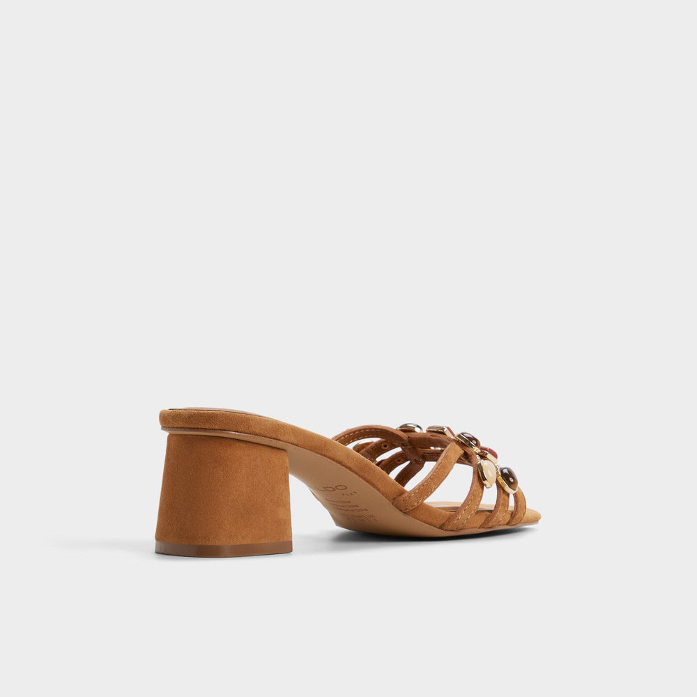 Aldo Jemstone in Medium Brown - Strappy heeled sandal, Block heel Medium brown