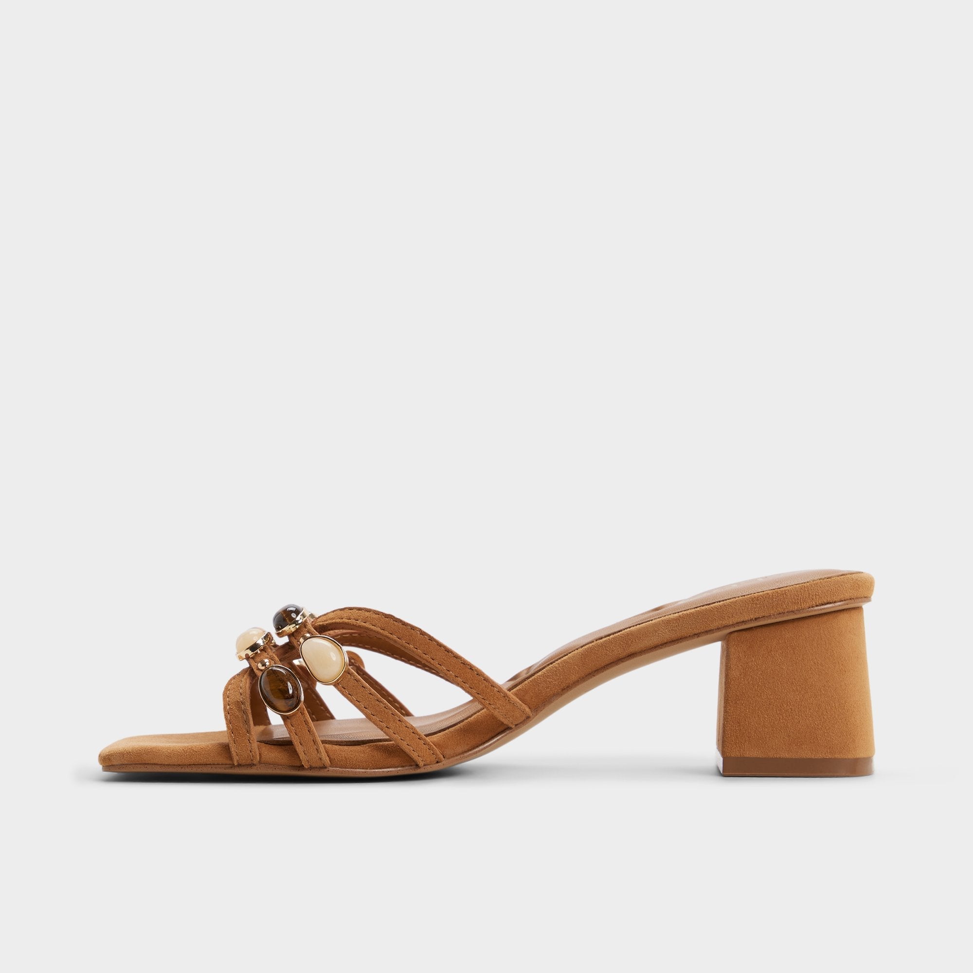 Aldo Jemstone in Medium Brown - Strappy heeled sandal, Block heel Medium brown