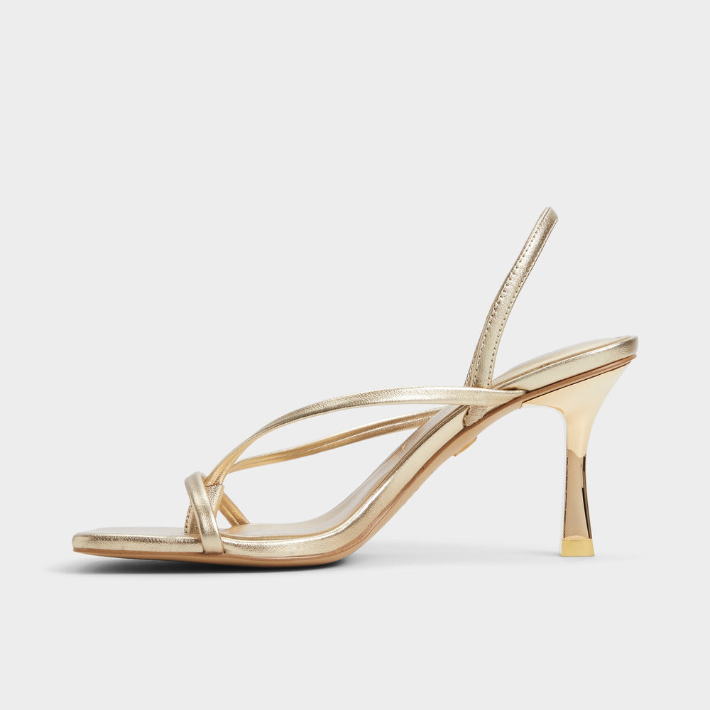 Aldo Riva Gold Women's Strappy sandals - Sling back heeled sandal, Stiletto heel Gold