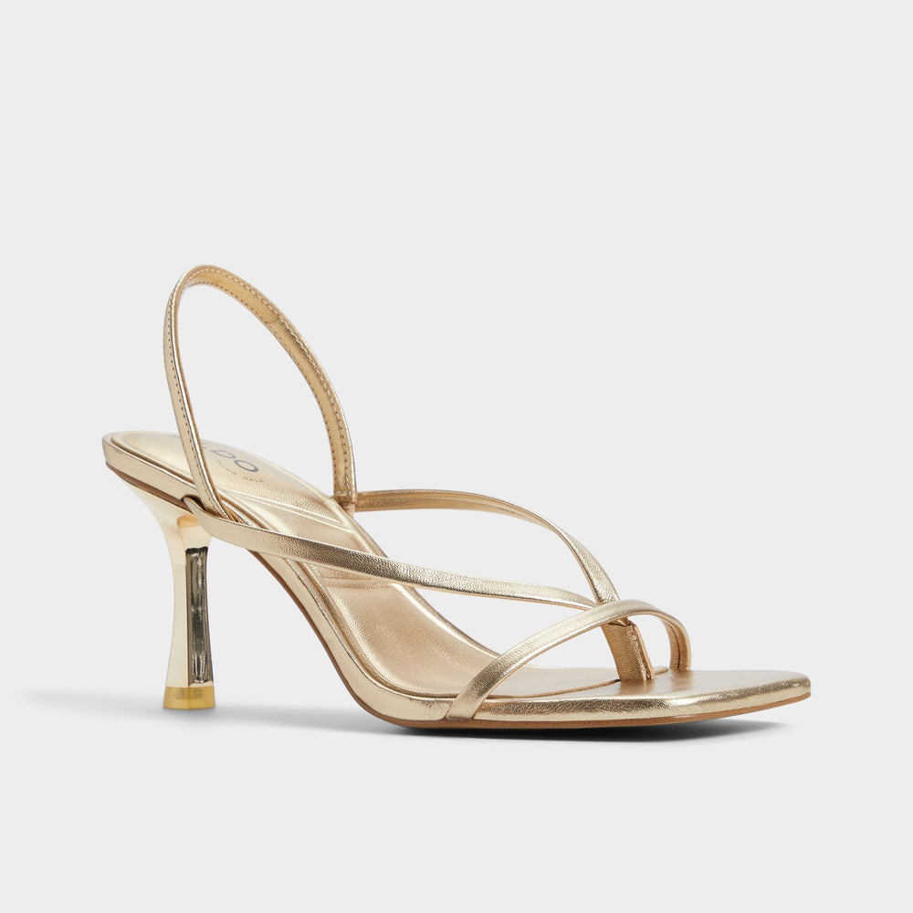 Aldo Riva Gold Women's Strappy sandals - Sling back heeled sandal, Stiletto heel Gold