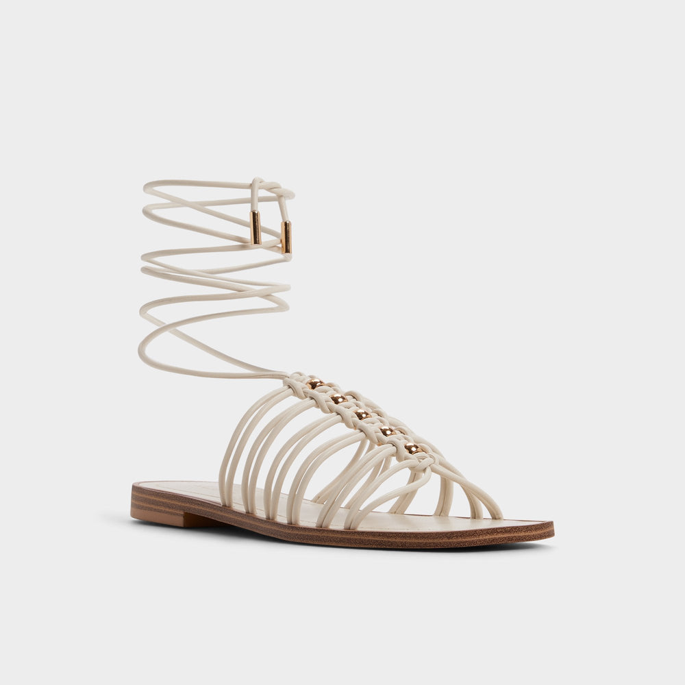 Aldo Unoma in White Bone - Strappy flat sandal White/bone
