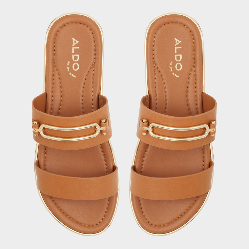 Aldo Lagoon Other Brown Women's Flats - Strappy flat sandal, Footbed sandal Other brown