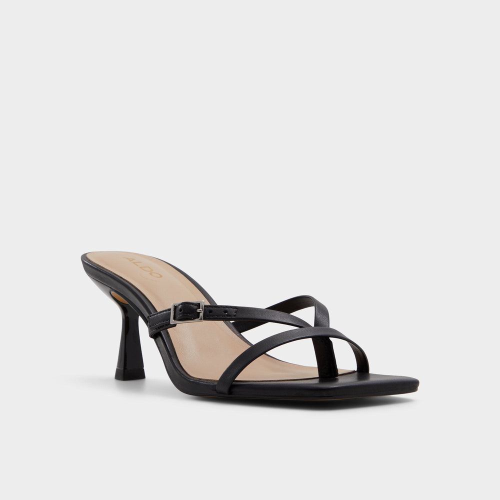 Aldo Gannever Black Women's Thong Sandals - Heeled flip flop, Stiletto heel Black