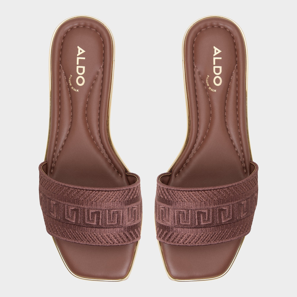 Aldo Oceania Medium Brown Women's Flats - Slide sandal Medium Brown