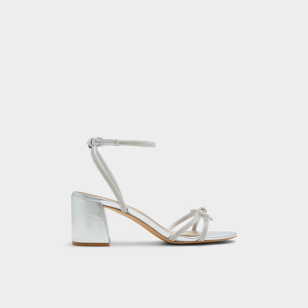 Aldo Bouclette Silver Women's Block heels - Strappy heeled sandal, Block heel Silver