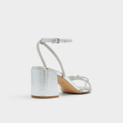 Aldo Bouclette Silver Women's Block heels - Strappy heeled sandal, Block heel Silver