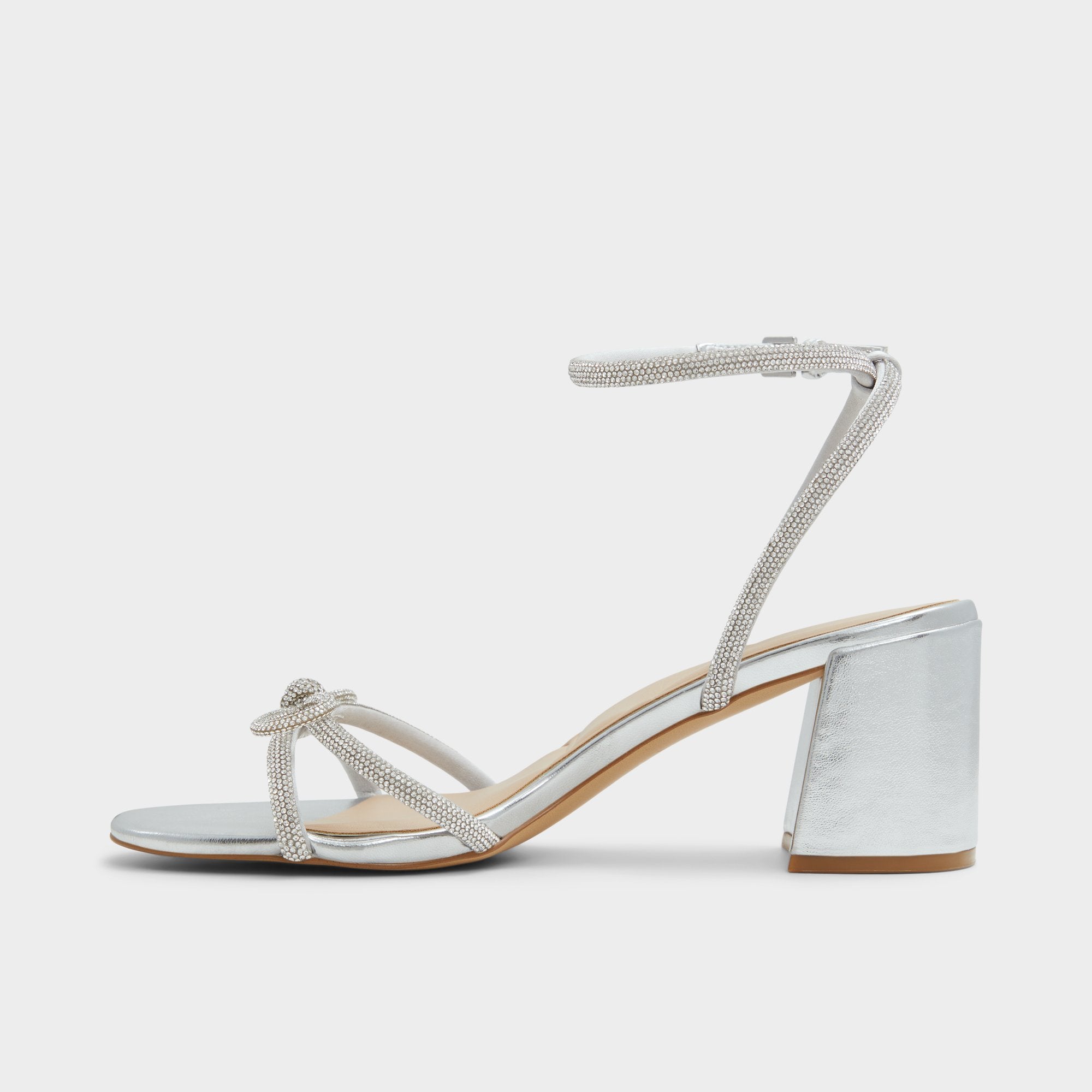 Aldo Bouclette Silver Women's Block heels - Strappy heeled sandal, Block heel Silver