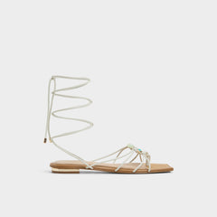 Aldo Nirena White/Bone Women's Flats - Strappy flat sandal White/bone