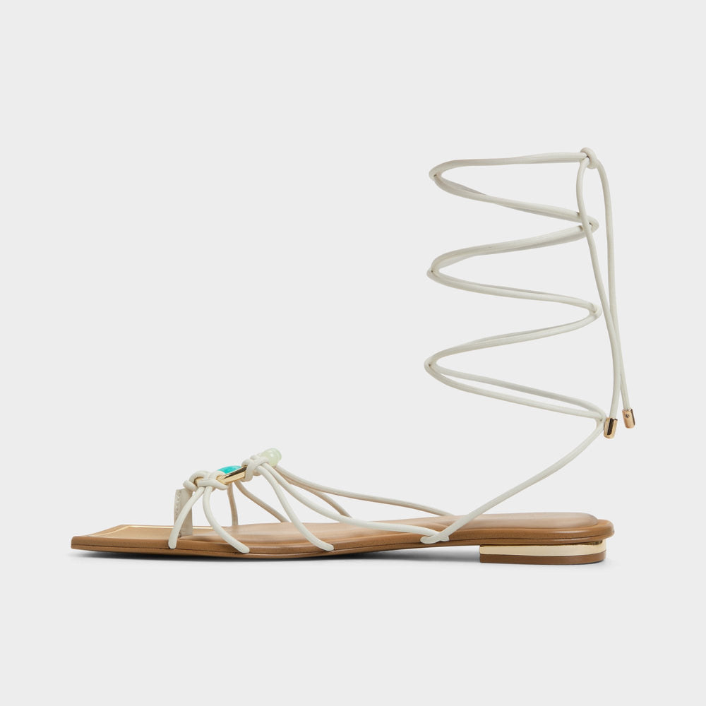 Aldo Nirena White/Bone Women's Flats - Strappy flat sandal White/bone