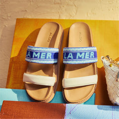 Aldo Beachvacay White/Blue Women's Footbed sandals - Slide sandal, Footbed sandal White/Blue
