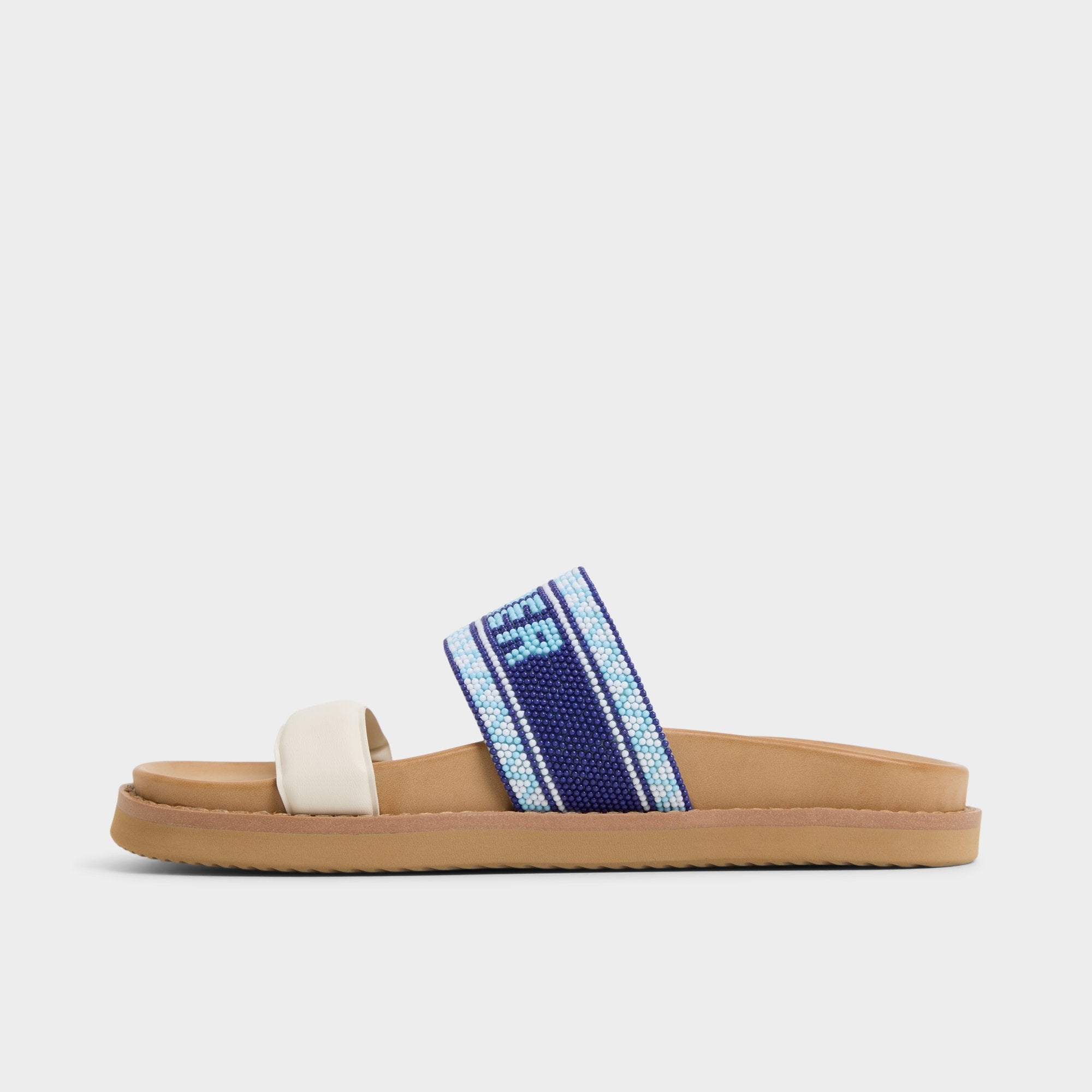 Aldo Beachvacay White/Blue Women's Footbed sandals - Slide sandal, Footbed sandal White/Blue