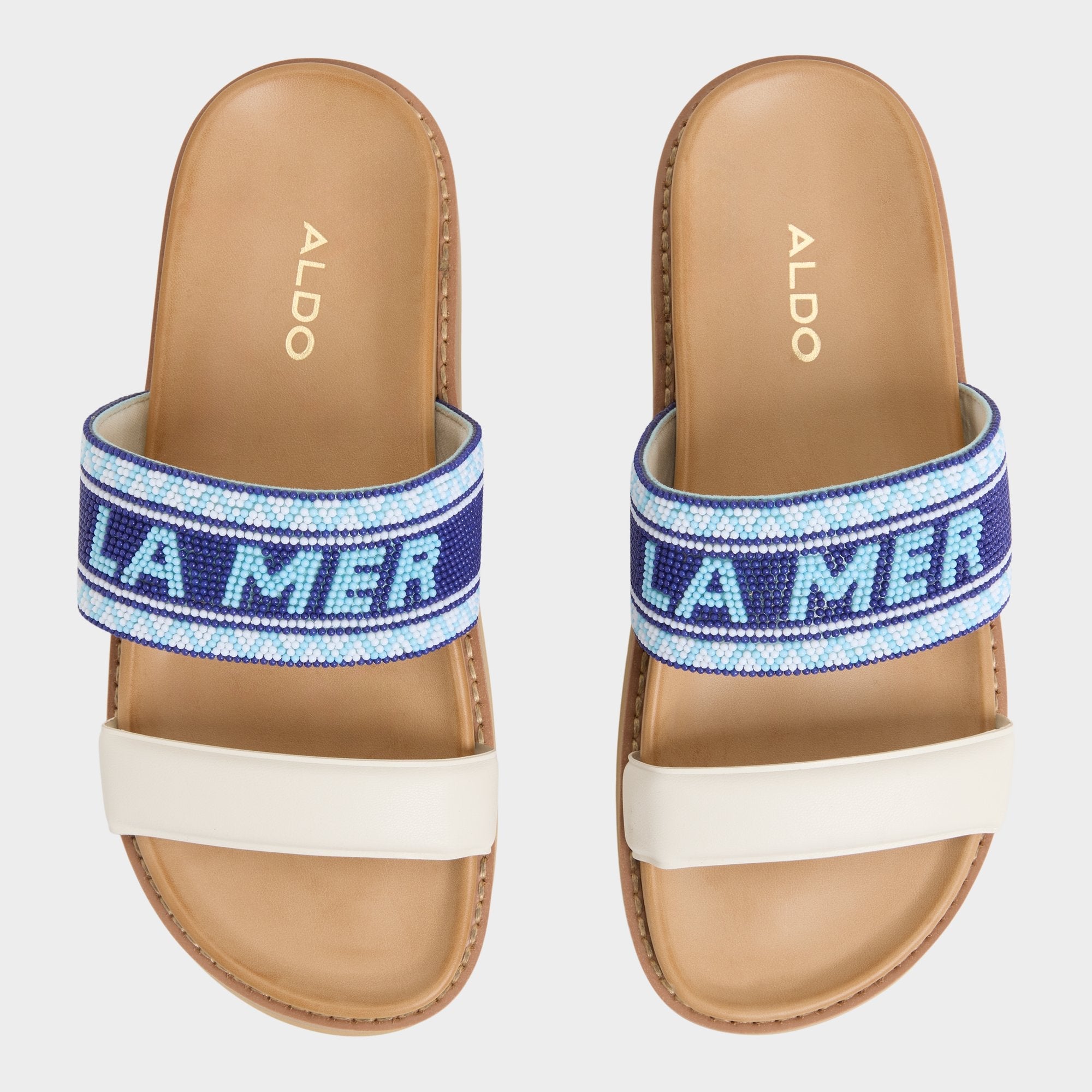 Aldo Beachvacay White/Blue Women's Footbed sandals - Slide sandal, Footbed sandal White/Blue