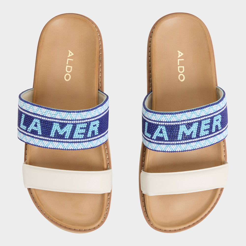 Aldo Beachvacay White/Blue Women's Footbed sandals - Slide sandal, Footbed sandal White/Blue
