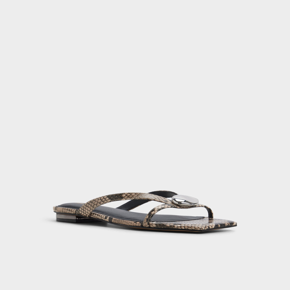 Aldo Iliria White/Black Women's Flats - Slide sandal White/black