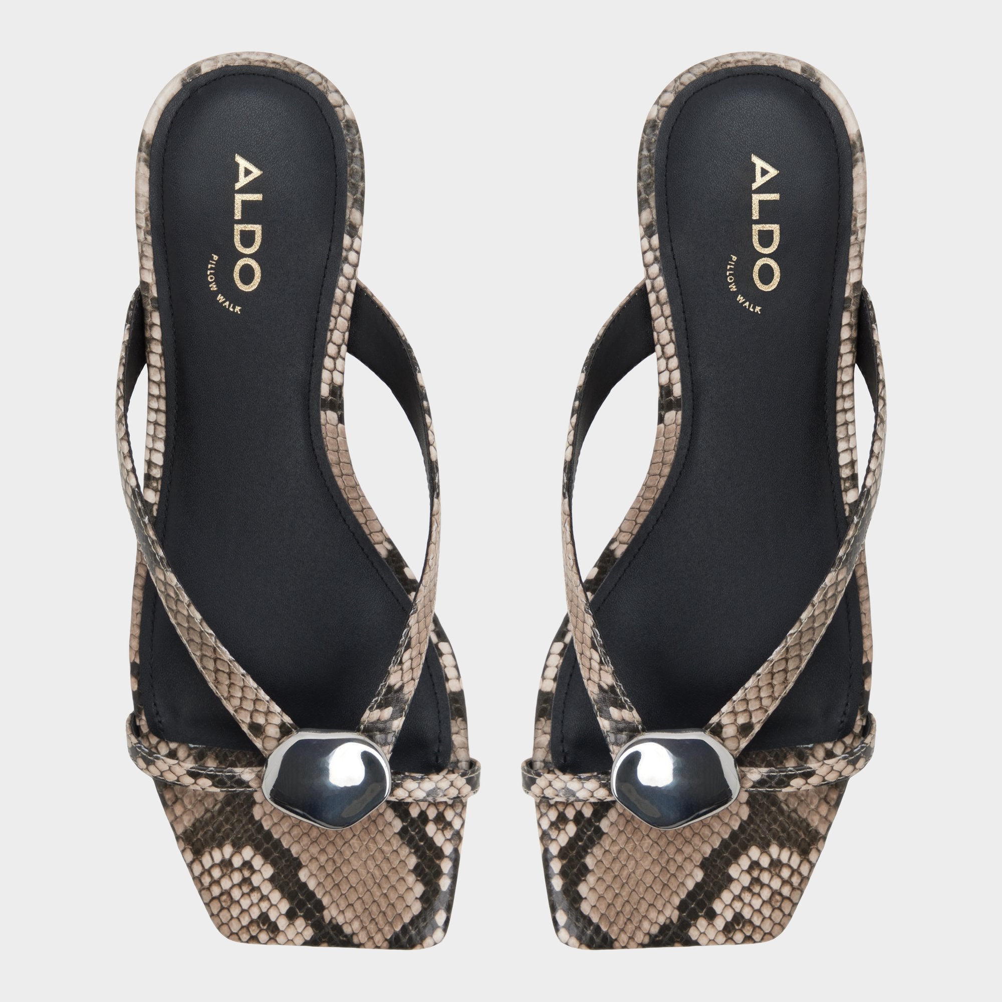 Aldo Iliria White/Black Women's Flats - Slide sandal White/black