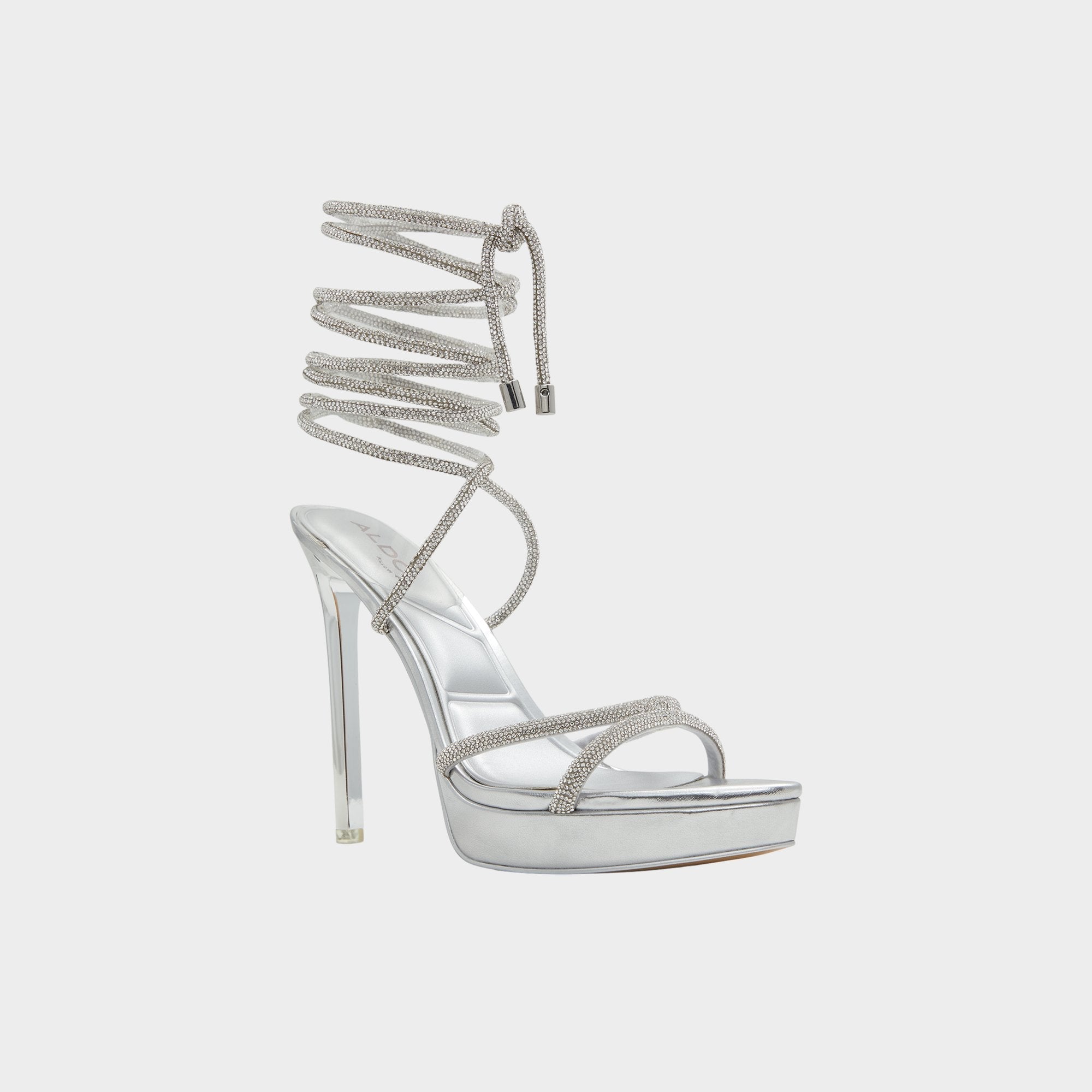 Aldo Izabella in Silver 13621003 - Strappy heeled sandal, Platform Silver