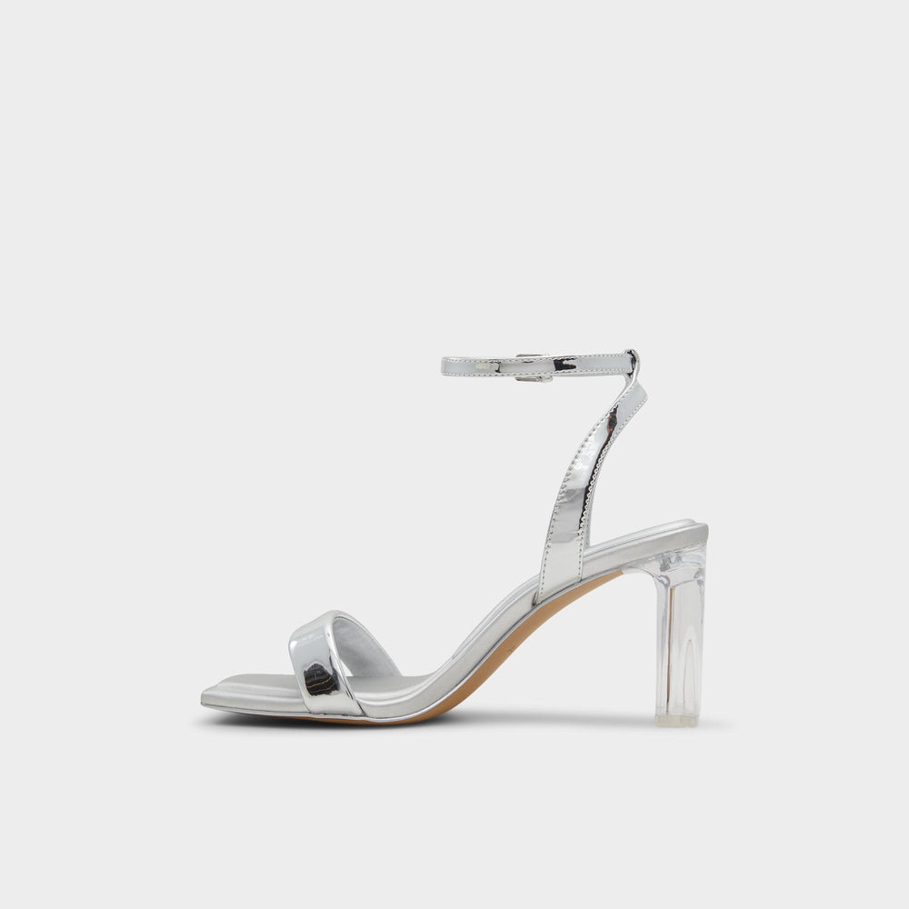 Aldo Aurorai Silver Women's Block heels - Strappy heeled sandal, Block heel Silver