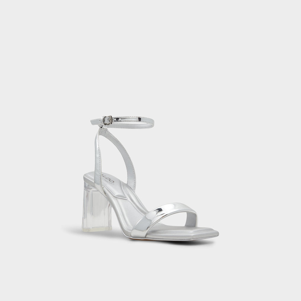 Aldo Aurorai Silver Women's Block heels - Strappy heeled sandal, Block heel Silver