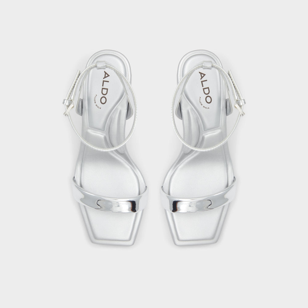 Aldo Aurorai Silver Women's Block heels - Strappy heeled sandal, Block heel Silver