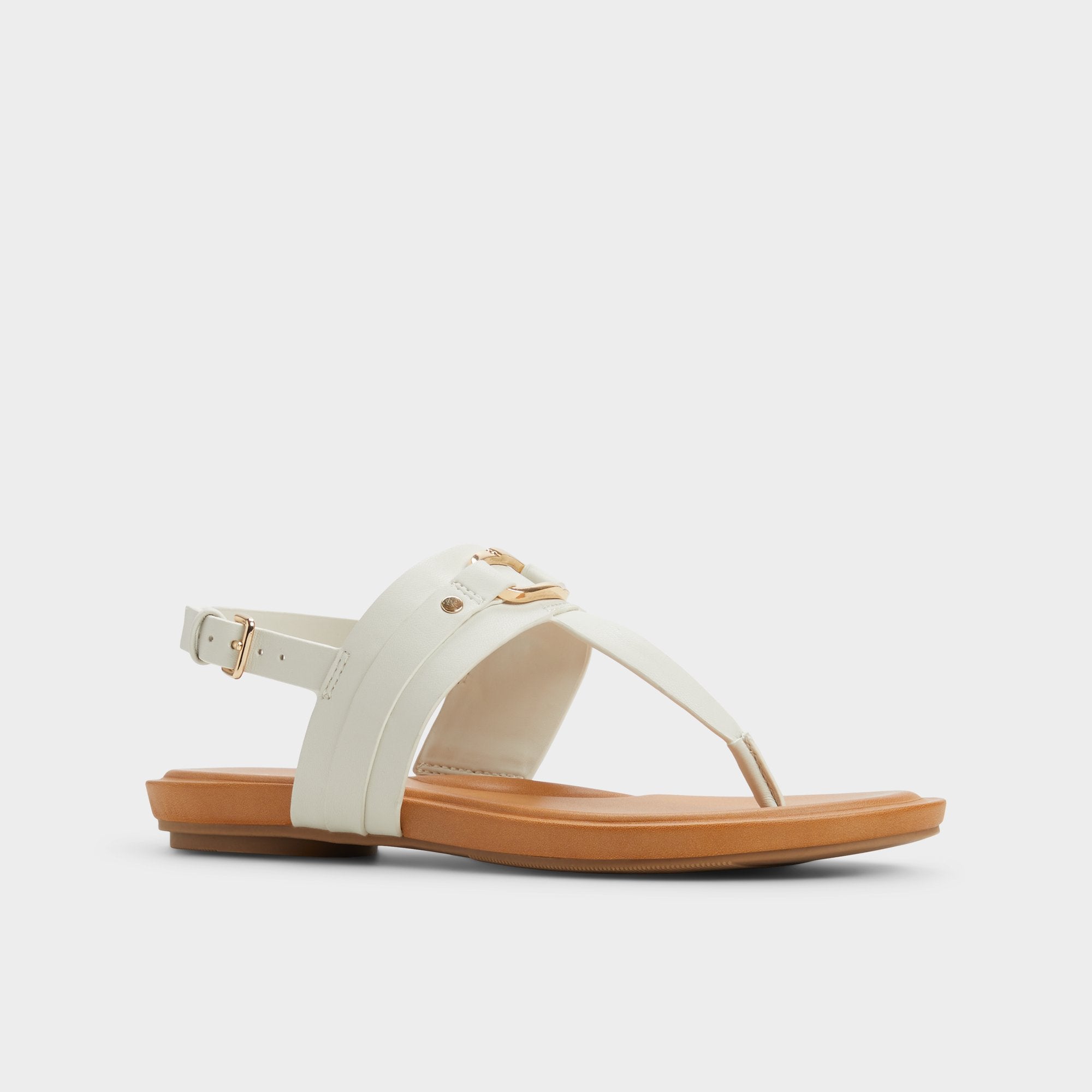Aldo Taylen White/Bone Women's Footbed sandals - T-strap sandal White/Bone