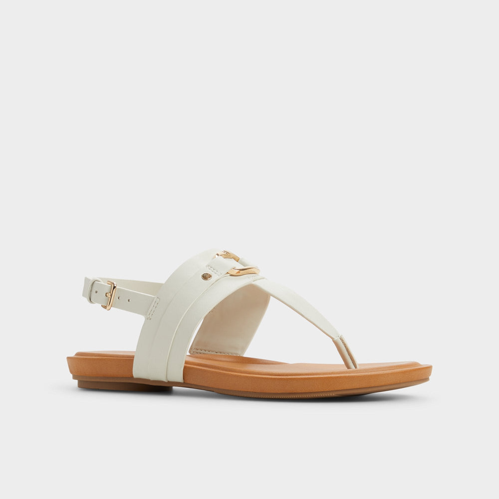 Aldo Taylen White/Bone Women's Footbed sandals - T-strap sandal White/Bone