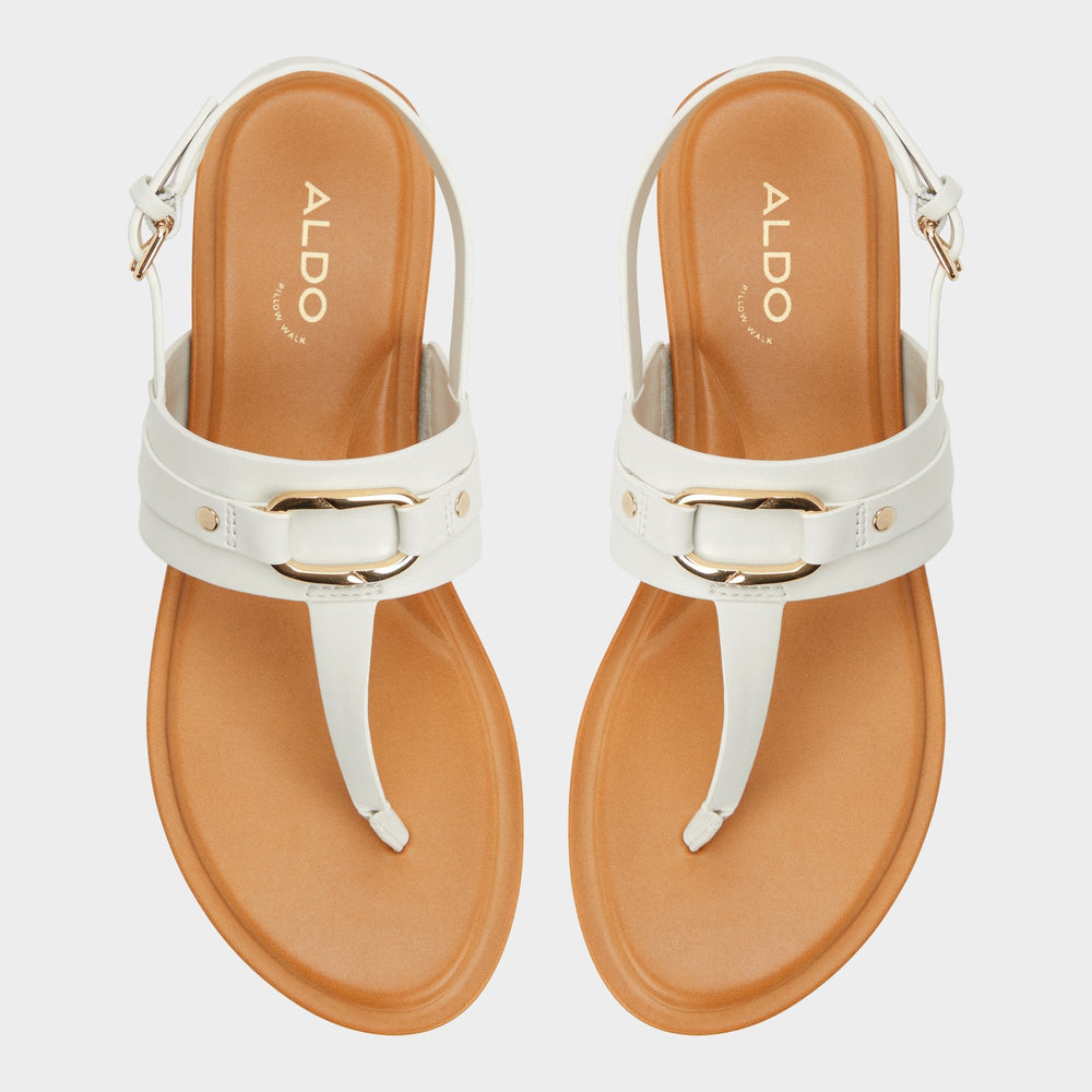 Aldo Taylen White/Bone Women's Footbed sandals - T-strap sandal White/Bone