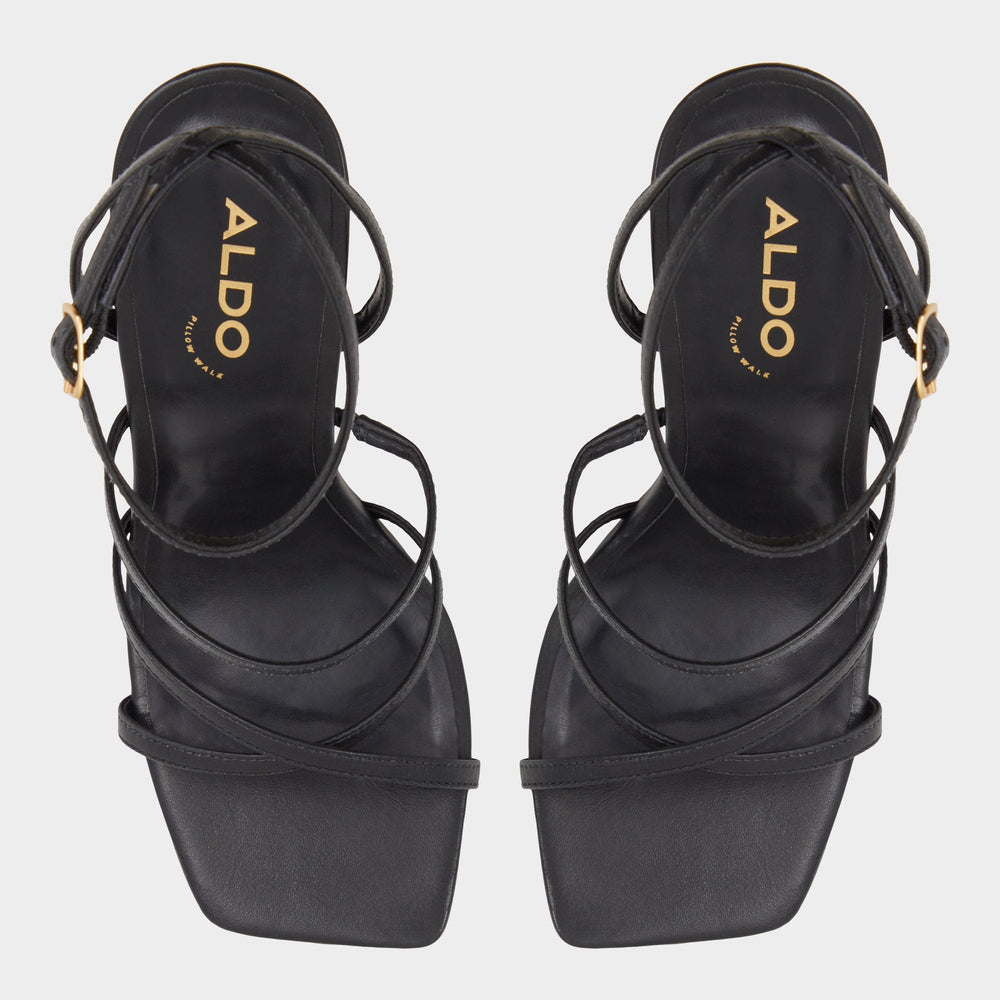 Aldo Galoi Black Women's Strappy sandals - Strappy heeled sandal Black