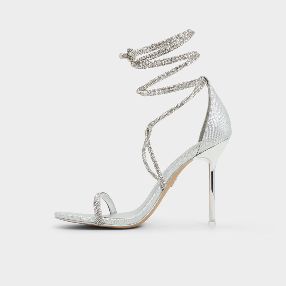 Aldo Caladonia Silver Women's Iridescent metallics - Strappy heeled sandal, Stiletto heel Silver