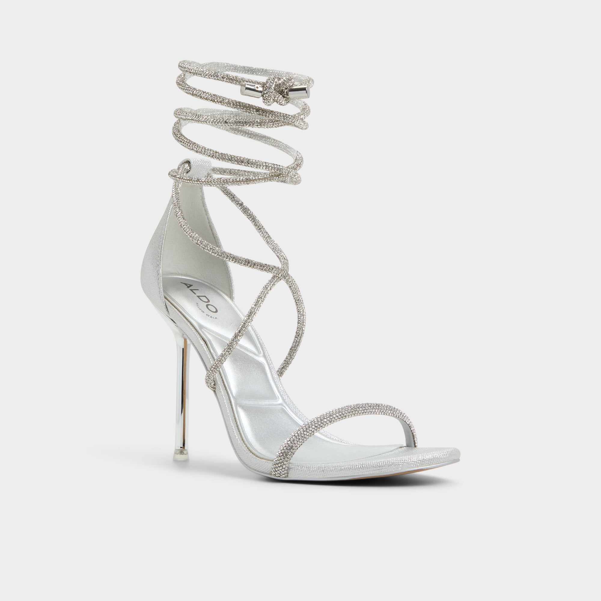 Aldo Caladonia Silver Women's Iridescent metallics - Strappy heeled sandal, Stiletto heel Silver
