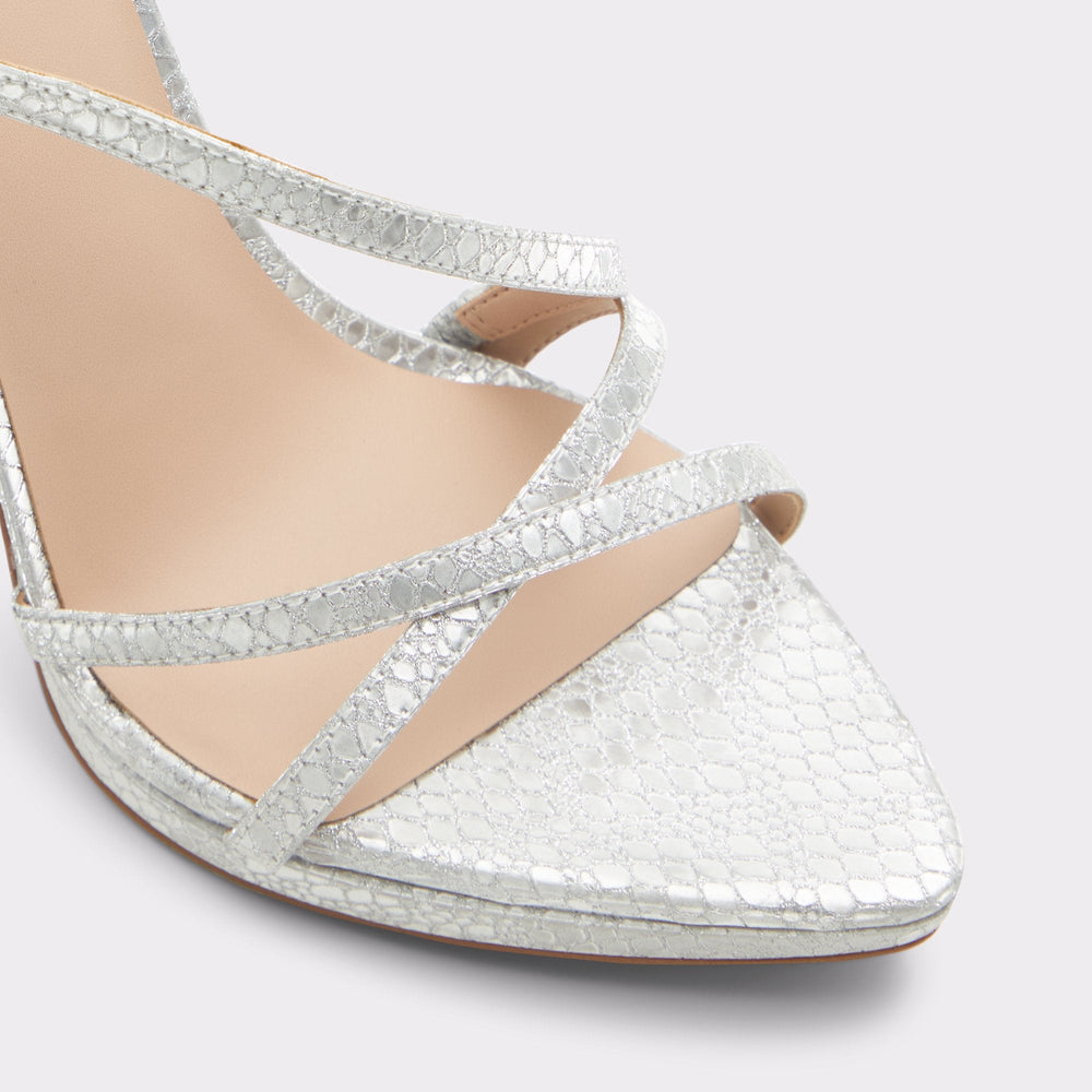 Aldo Resurge in Silver - Strappy stiletto sandal, Stiletto heel Silver