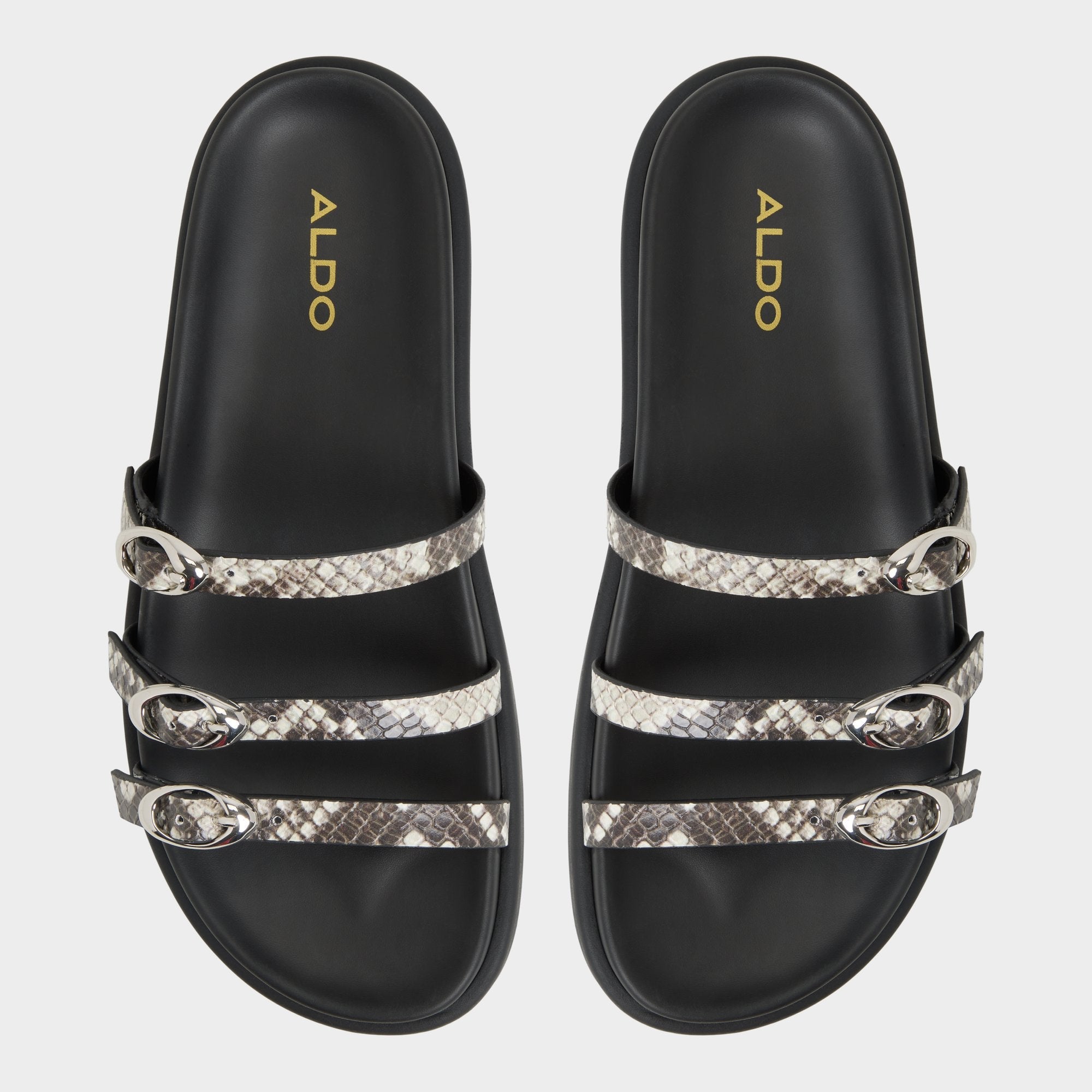 Aldo Zephyra White/Black Women's Footbed sandals - Footbed sandal White/Black