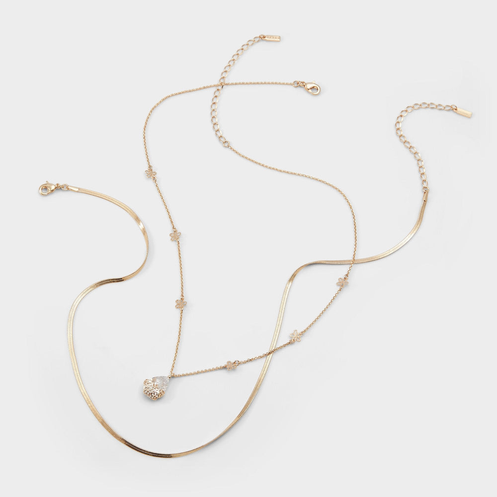 Aldo Teardrop Gold/Clear Multi Women's Necklaces - Necklace Gold/clear multi
