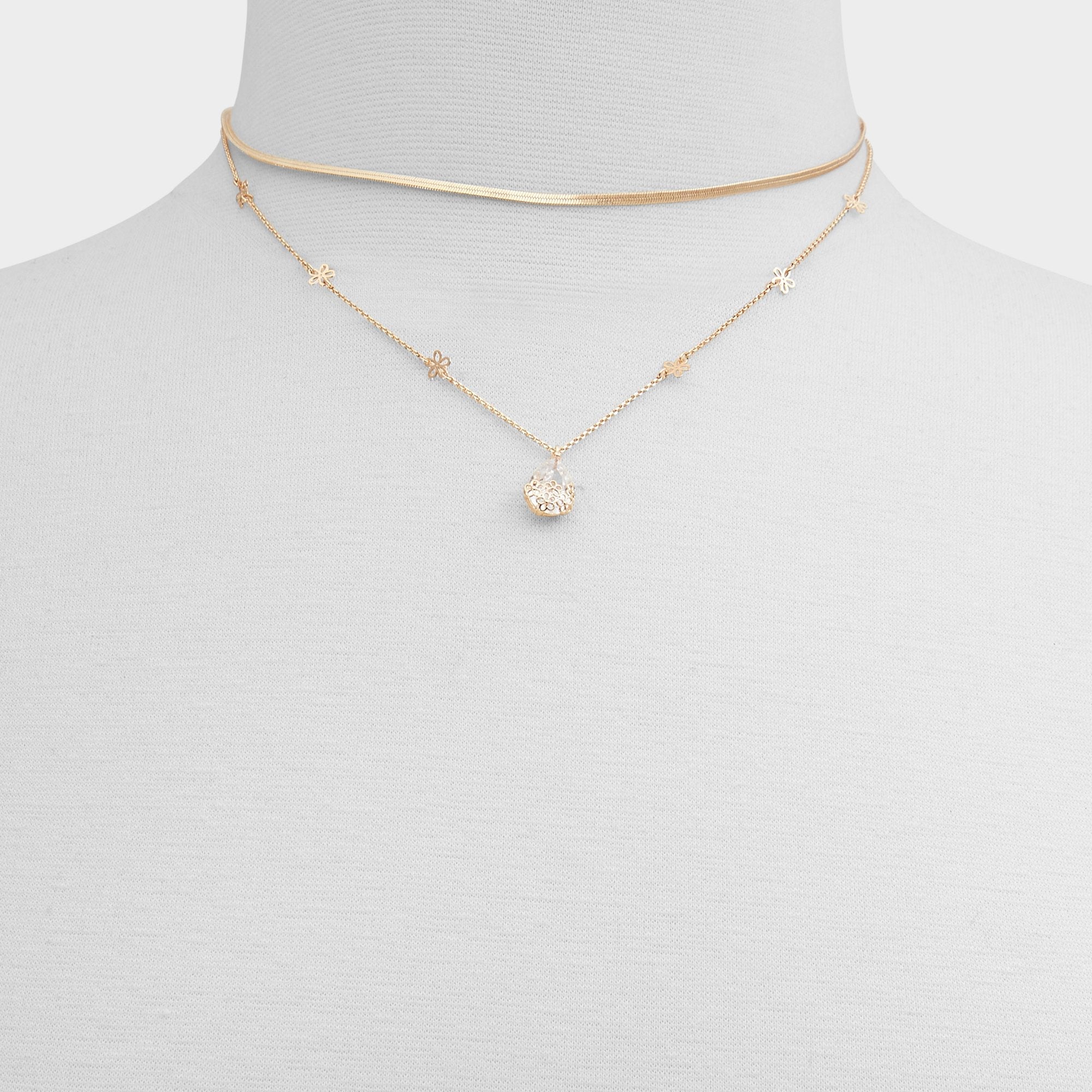 Aldo Teardrop Gold/Clear Multi Women's Necklaces - Necklace Gold/clear multi