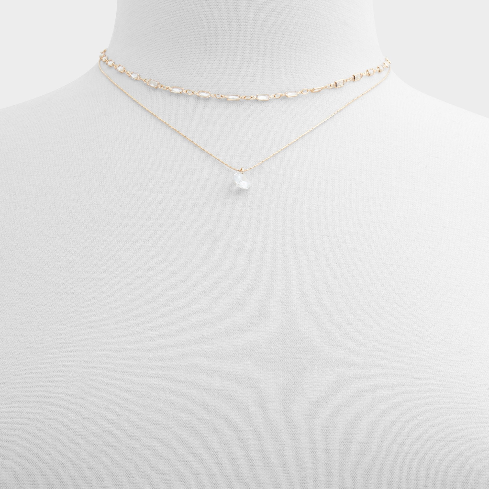 Aldo Flein Gold/Clear Multi Women's Necklaces - Layered necklace Gold/Clear Multi