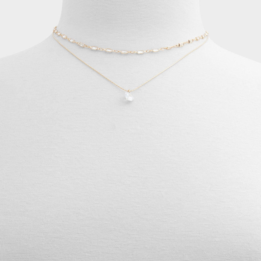 Aldo Flein Gold/Clear Multi Women's Necklaces - Layered necklace Gold/Clear Multi