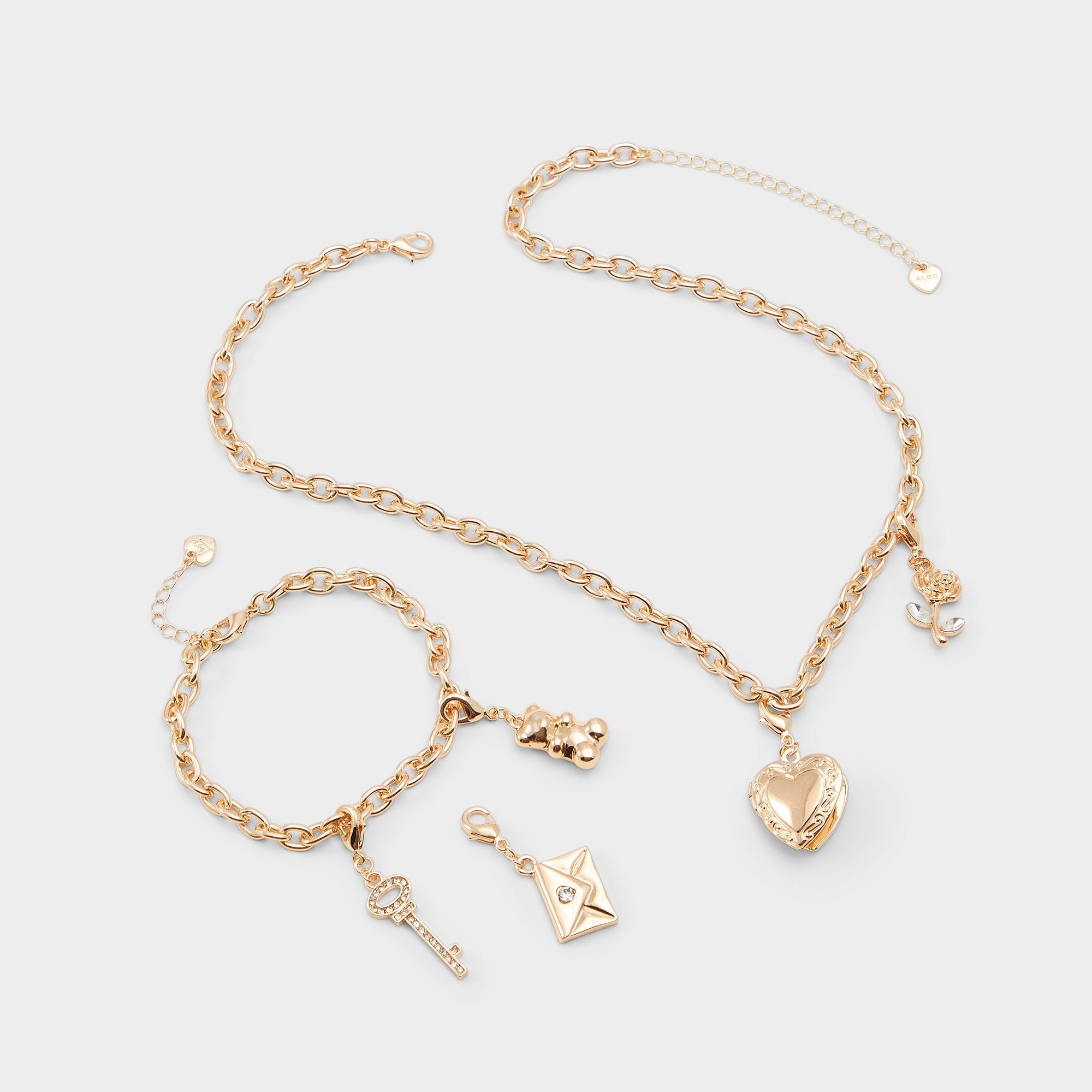 Aldo Bemyvalentine Gold/Clear Multi Women's Specialty - Necklace & bracelet set Gold/Clear Multi