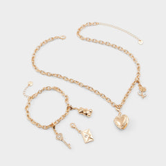 Aldo Bemyvalentine Gold/Clear Multi Women's Specialty - Necklace & bracelet set Gold/Clear Multi