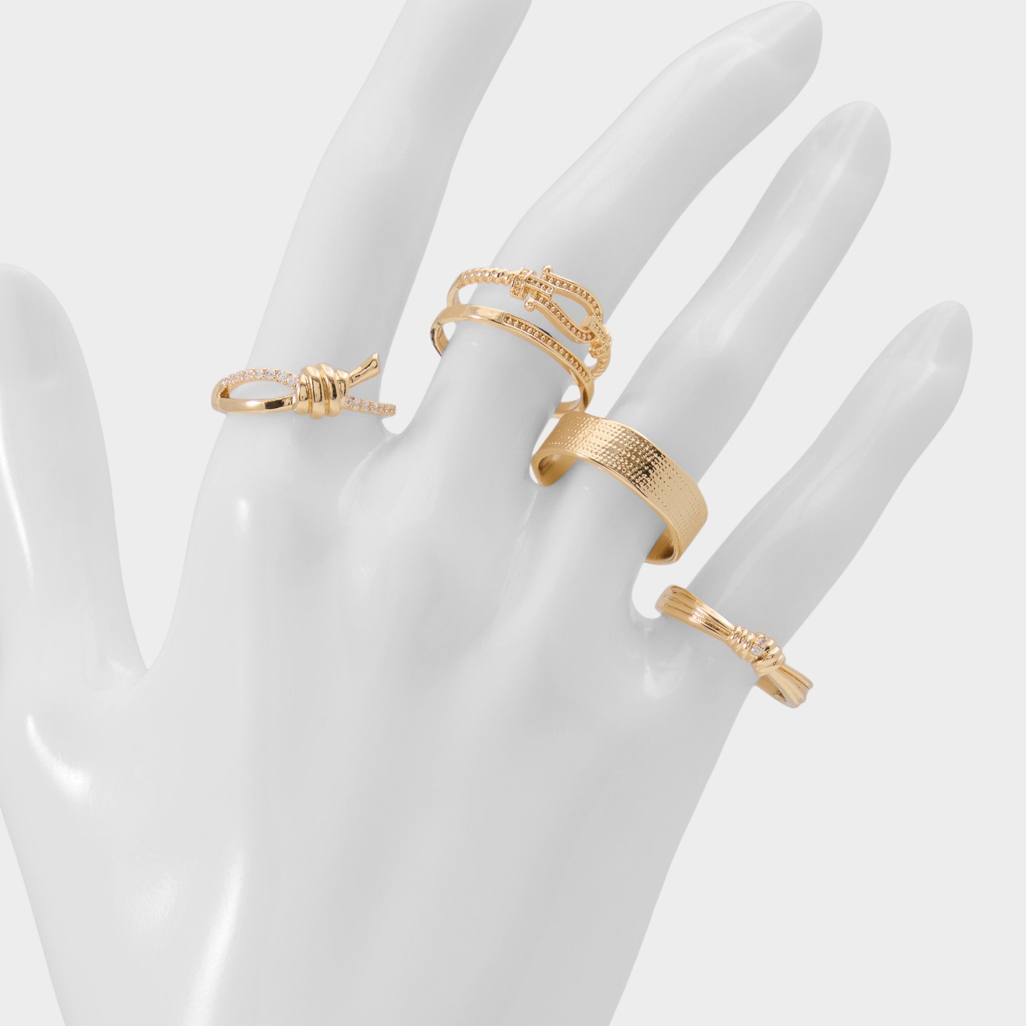 Aldo Knotta in Gold Clear Multi - Multi finger rings Gold/Clear Multi