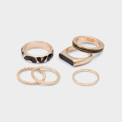 Aldo Wildora in Black Gold Multi - Stackable rings Black/Gold Multi