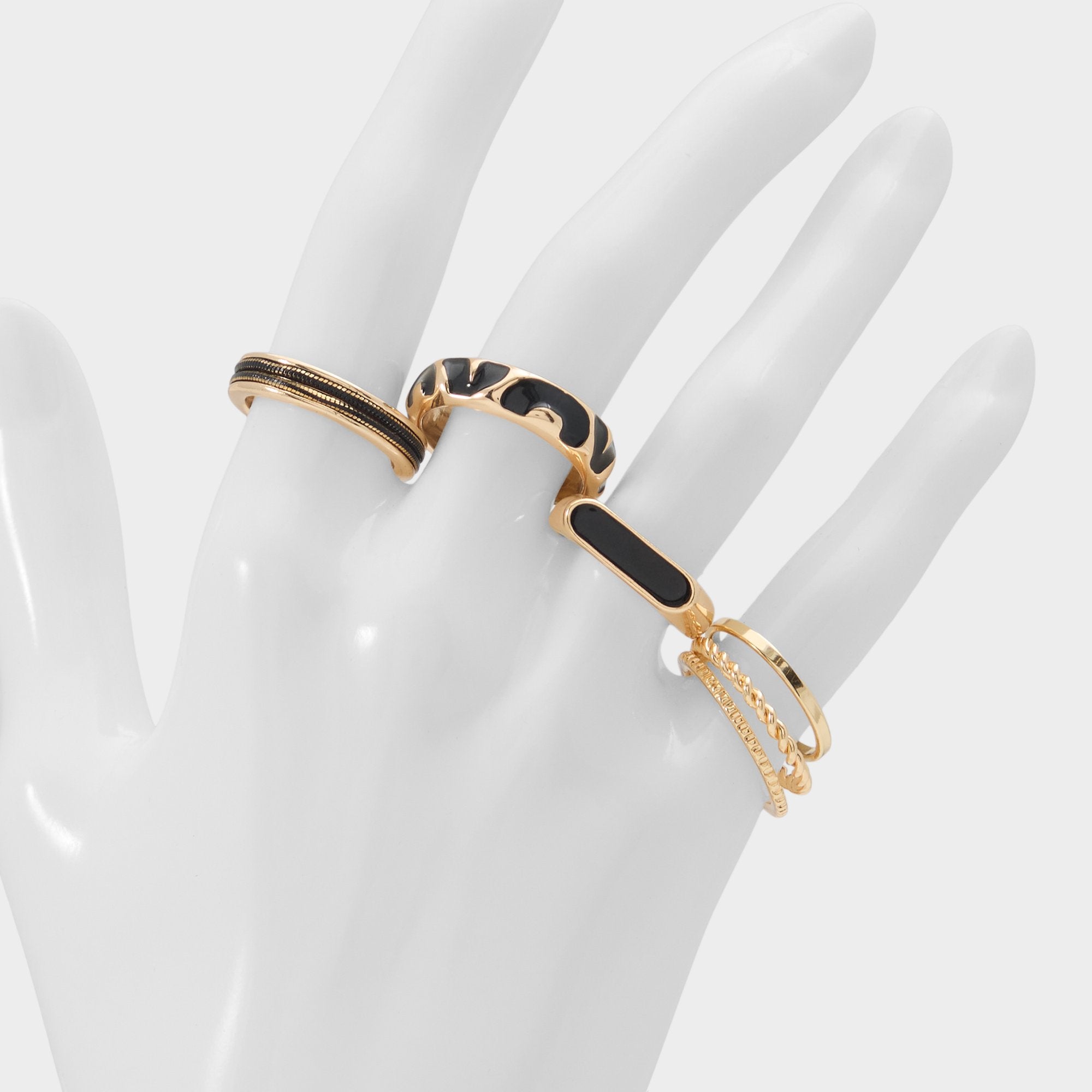 Aldo Wildora in Black Gold Multi - Stackable rings Black/Gold Multi