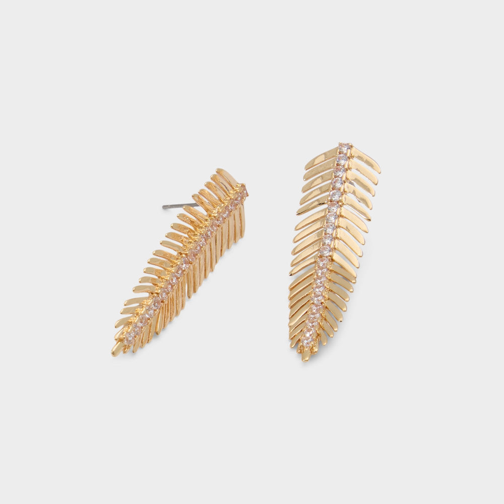 Aldo Feathers in Gold Clear Multi - Earrings Gold/clear multi