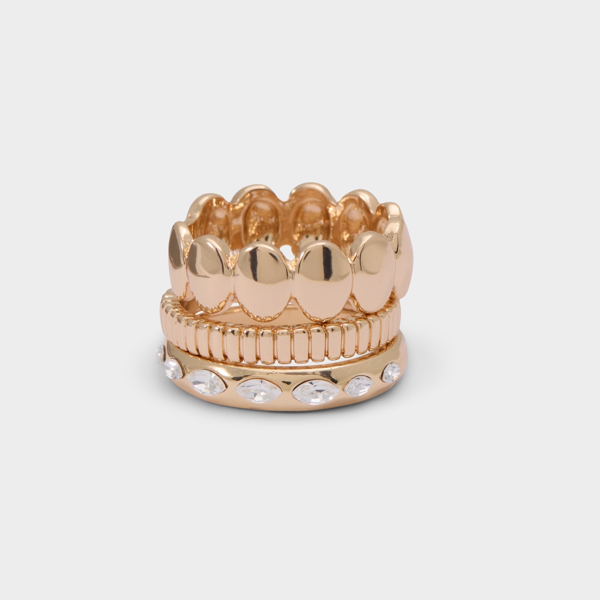 Aldo Bublle in Gold Clear Multi - Stackable rings Gold/clear multi