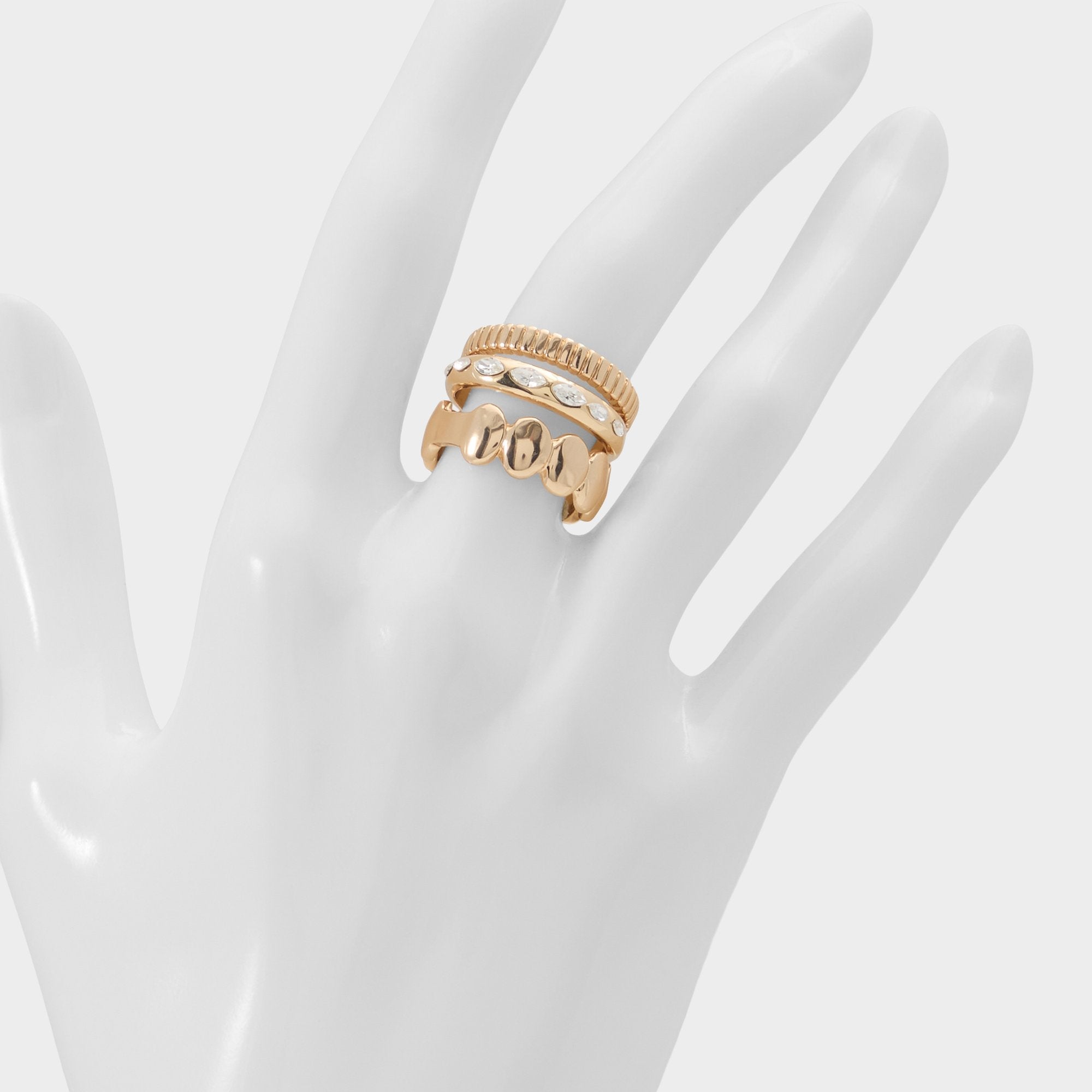 Aldo Bublle in Gold Clear Multi - Stackable rings Gold/clear multi